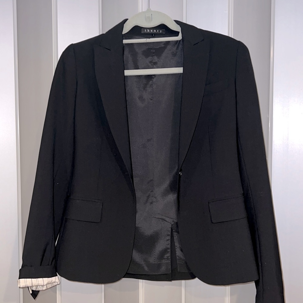 Theory size 0 black suit jacket/blazer, like new
